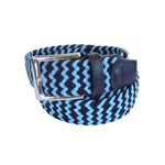 Load image into Gallery viewer, Light Blue and Navy Zig Zag Woven Belt
