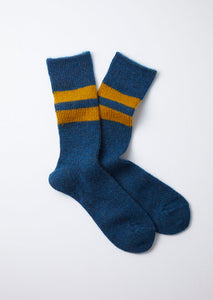 Dark Blue Brushed Mohair Crew Socks