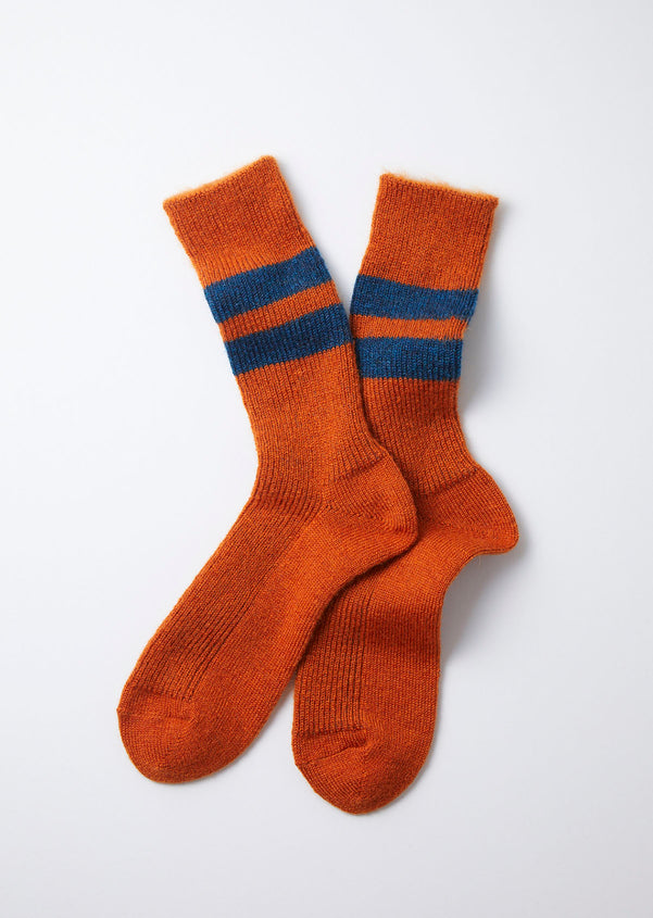 Orange Brushed Mohair Crew Socks